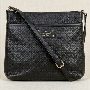 Kate Spade New York Embossed Black Leather North/South Messenger Bag